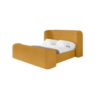 POLSTERBETT mit Bettkasten, Fußteil und Lattenrost, Bett mit Matratze H3/H4 - ESTI-Z 140x200 Senfgelb - Currygelb, Holzwerkstoff/Textil (140/200cm) - ALTDECOR
