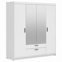 DREHTÜRENSCHRANK Elena mit 4 Türen, 2 Schubladen und Spiegel, 176 cm, Weiß - Weiß, Holzwerkstoff (176/190/53cm) - Beautysofa