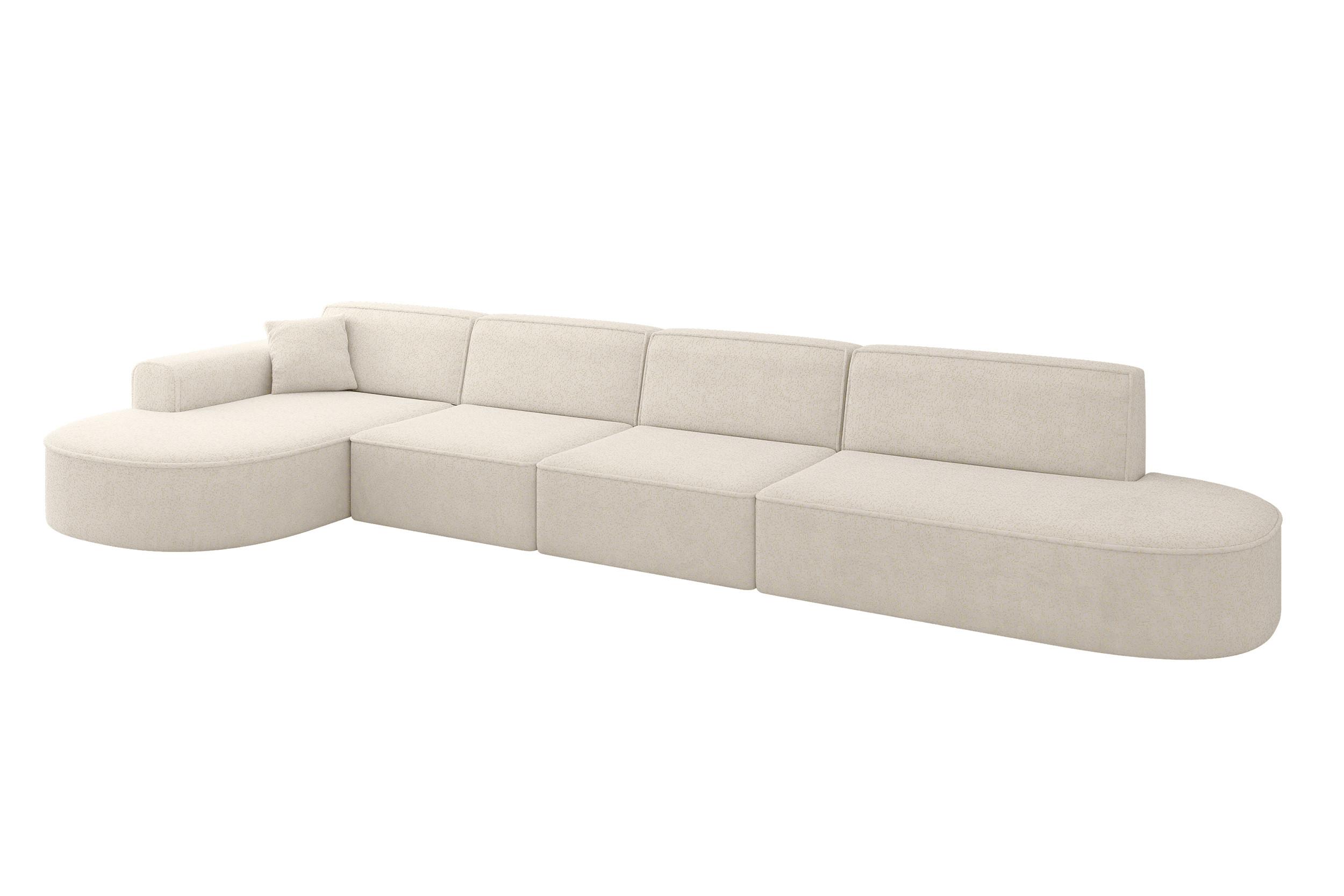 ECKSOFA Ottomane Links MARI-L3 - 413x171x79 cm Creme Tissu - Creme/Schwarz, Holzwerkstoff/Kunststoff (413/171cm) - ALTDECOR