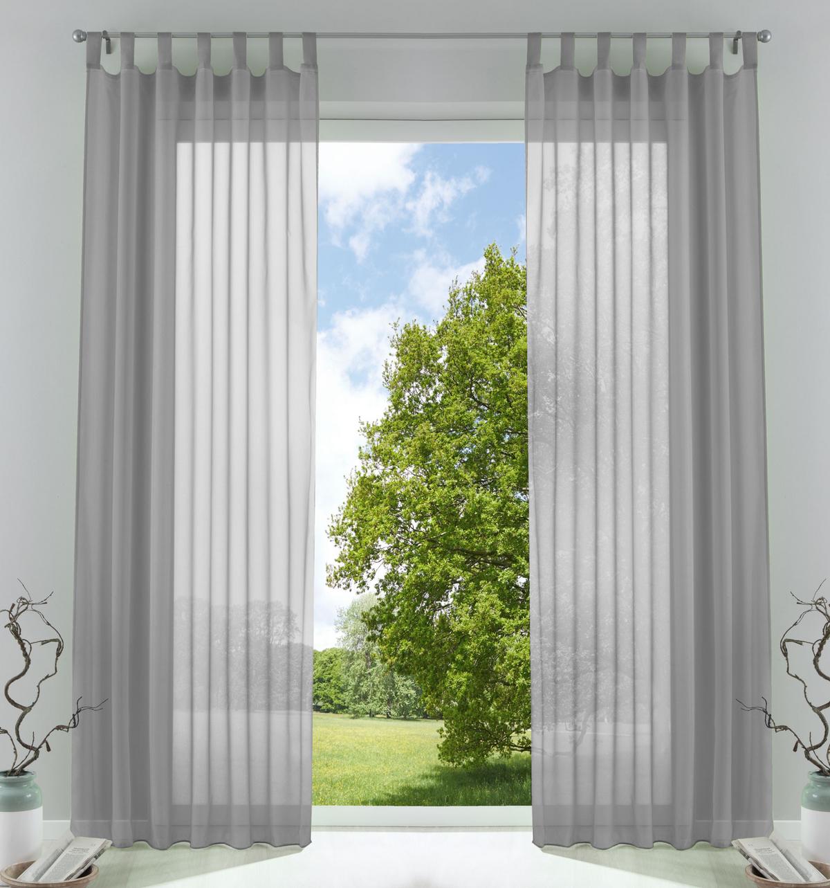 SCHLAUFENGARDINEN Voile 2er Set 245x140 cm Grau - Grau, Textil (140/245cm) - Gardinenbox.eu