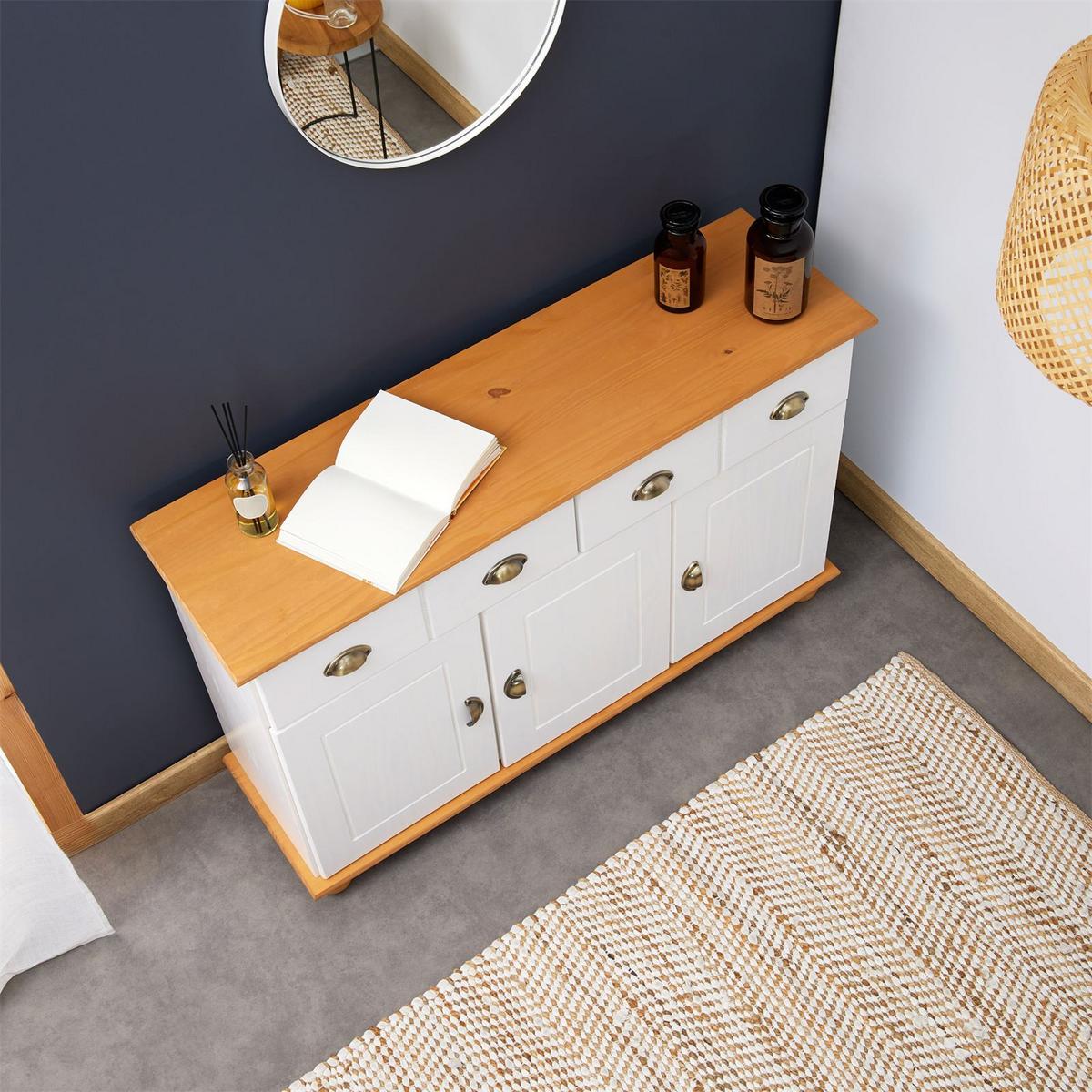 SIDEBOARD COLMAR weiß/braun - Weiß/Braun, Holz (116/74/35cm) - IDIMEX