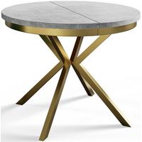 RUNDER Esszimmertisch BERGO, ausziehbarer Tisch Durchmesser: 120 cm/200 cm, Wohnzimmertisch Farbe: Hellgrau, mit Metallbeinen in Farbe Gold - Goldfarben/Grau, Holzwerkstoff (120/120/76cm) - Alpi-Möbel