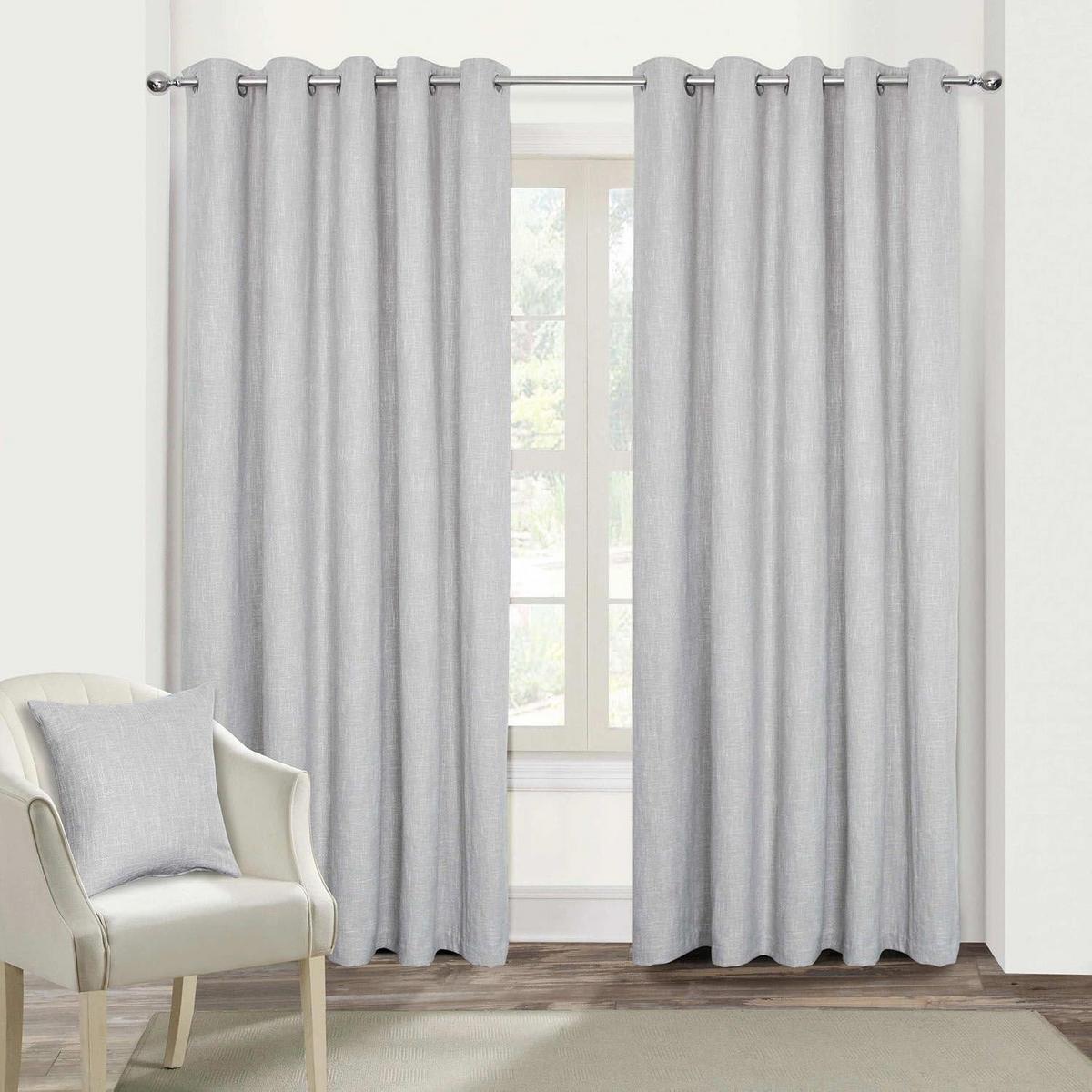VERDUNKELUNGSVORHÄNGE Bouclé-Stil mit Thermo-Funktion, Ösen 228/182 cm - Hellgrau, Textil (228/182cm) - Homescapes