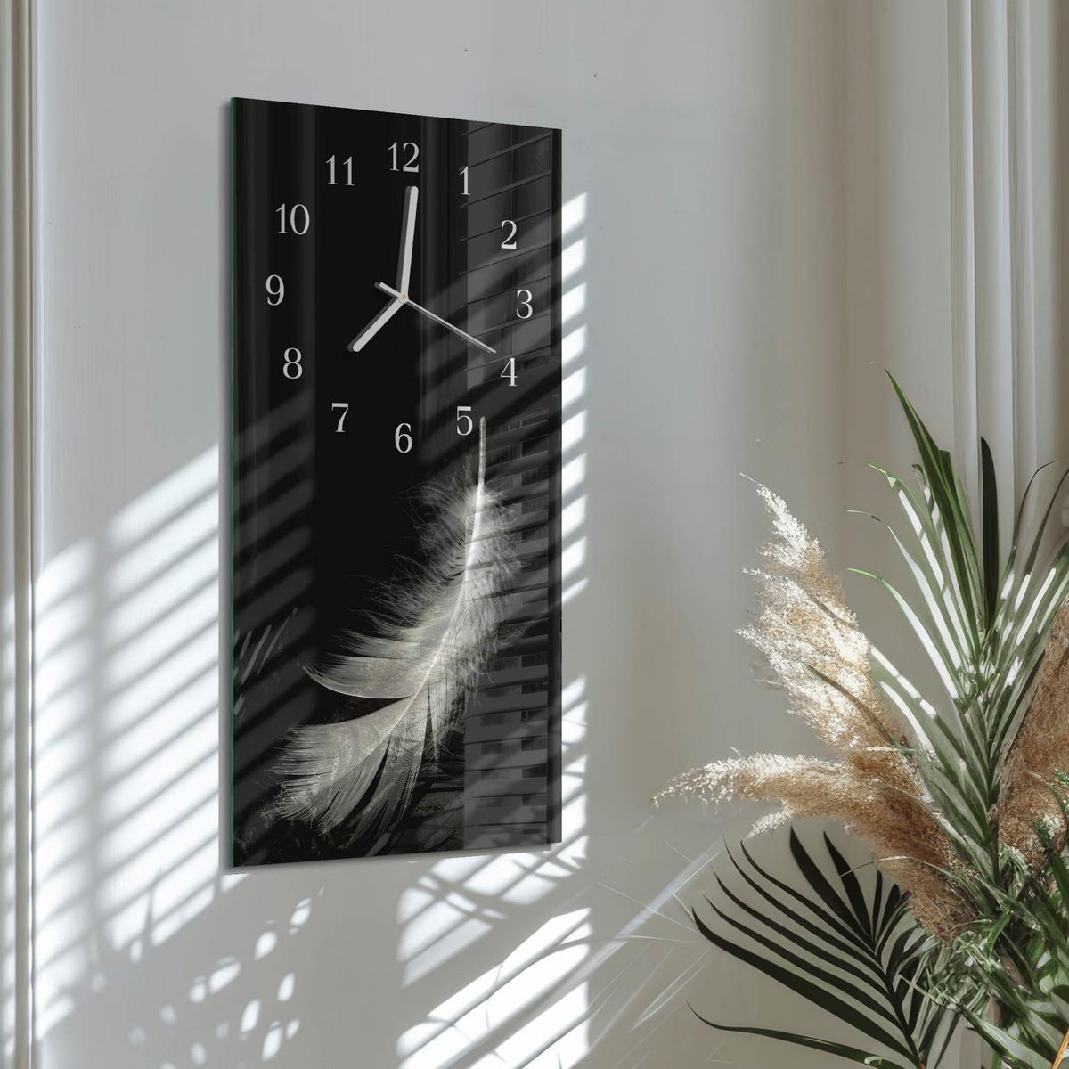 WANDUHR aus Glas 30x60 cm - Stift - Schwarz, Glas (30/60/0.4cm) - TULUP