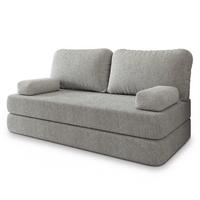 BETTSOFA NIKSI aus Schaumstoff Bucle-Stoff Hellgrau Schlaffunktion - Hellgrau, Textil (170/86/80cm) - MASSENO