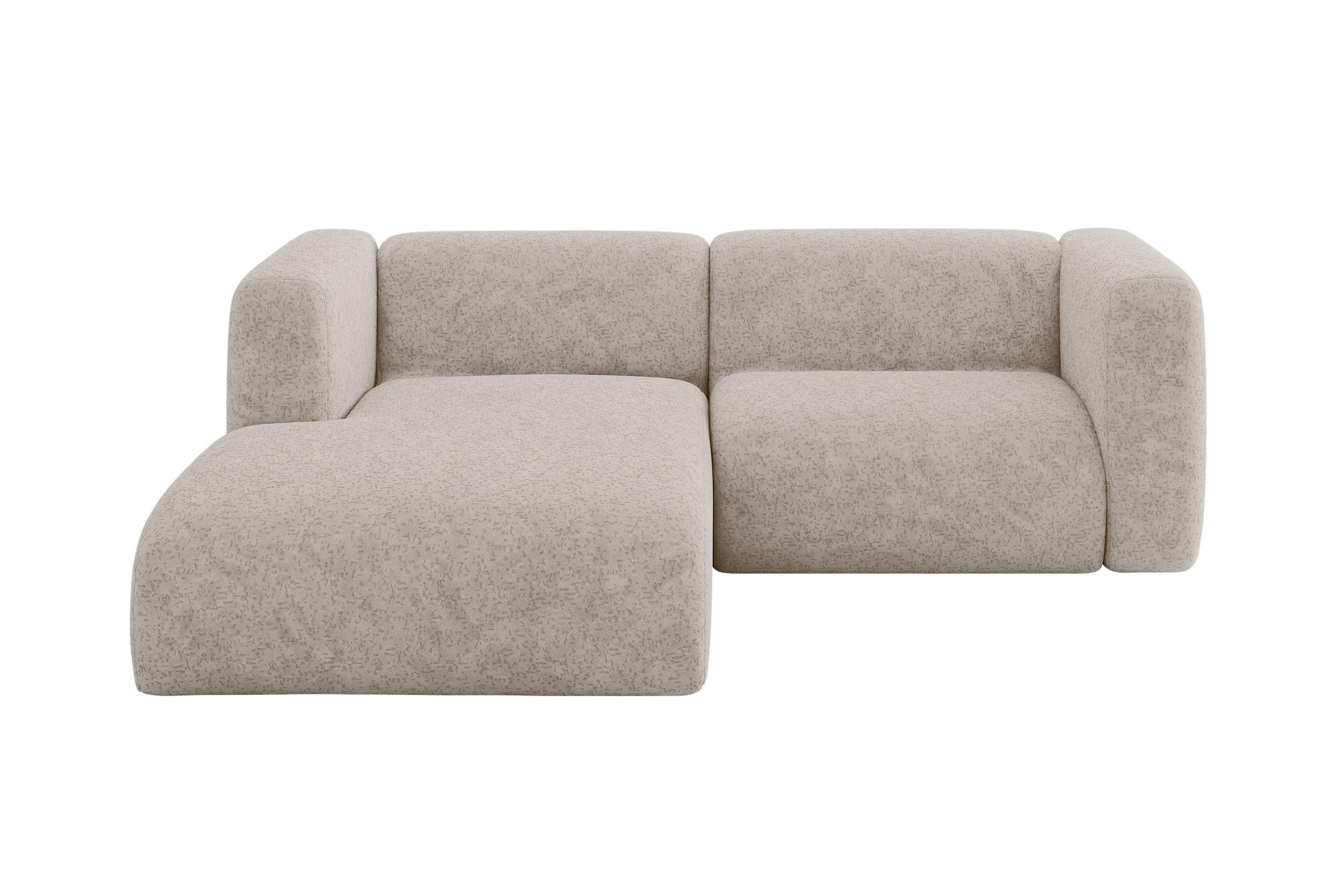 ECKSOFA Ottomane Links MIRA-L1 227x179x89 Beige Velours - Beige/Schwarz, Holzwerkstoff/Kunststoff (227/179cm) - ALTDECOR