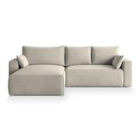 ECKSOFA FORIL Creme Velours-Stoff mit Schlaffunktion - Creme/Grau, Holz/Kunststoff (265/178cm) - MASSENO