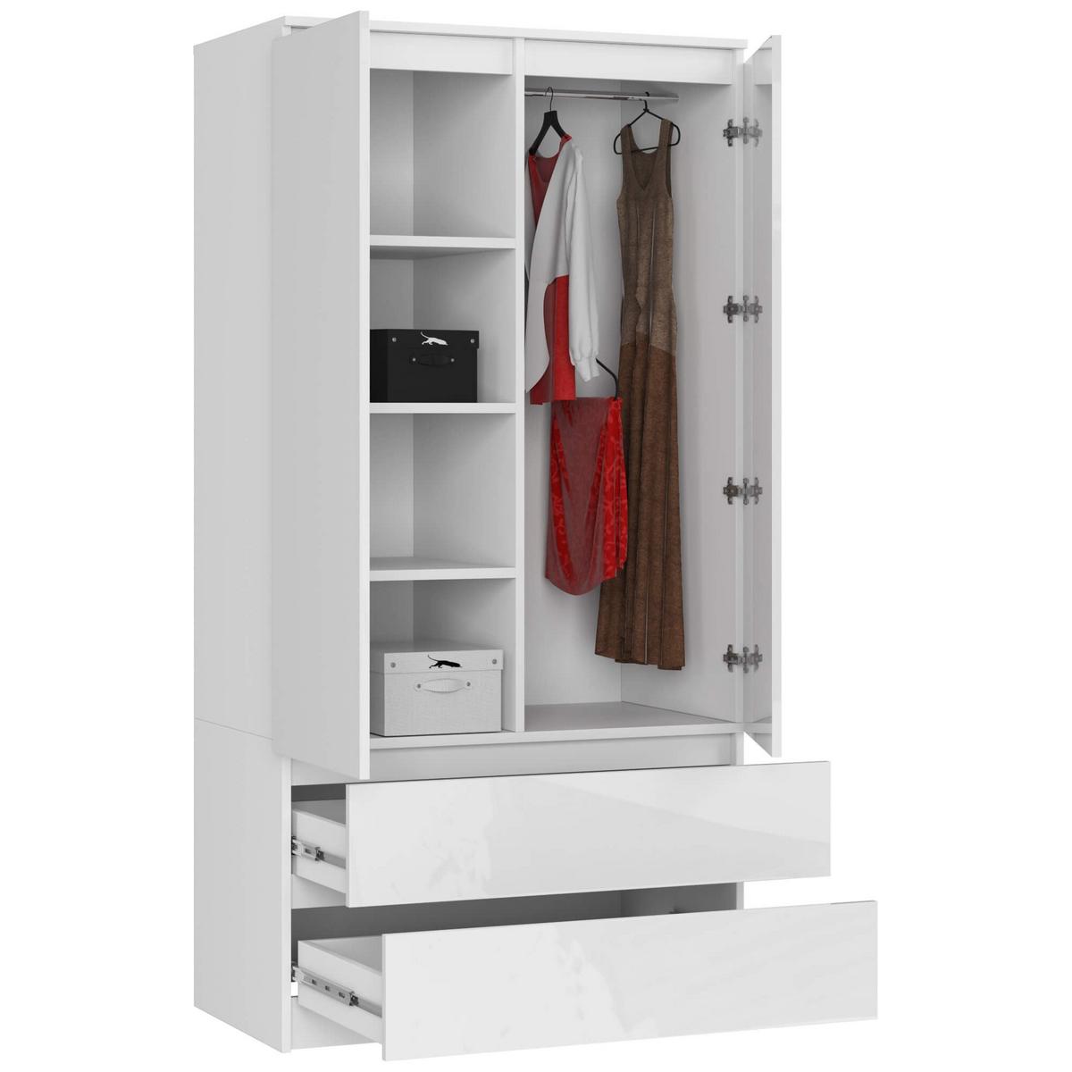 KLEIDERSCHRANK Weiß, Weiß Glanz 180/90/51 - Weiß, Holzwerkstoff (90/180/51cm) - RAUMHIRSCH FURNITURE