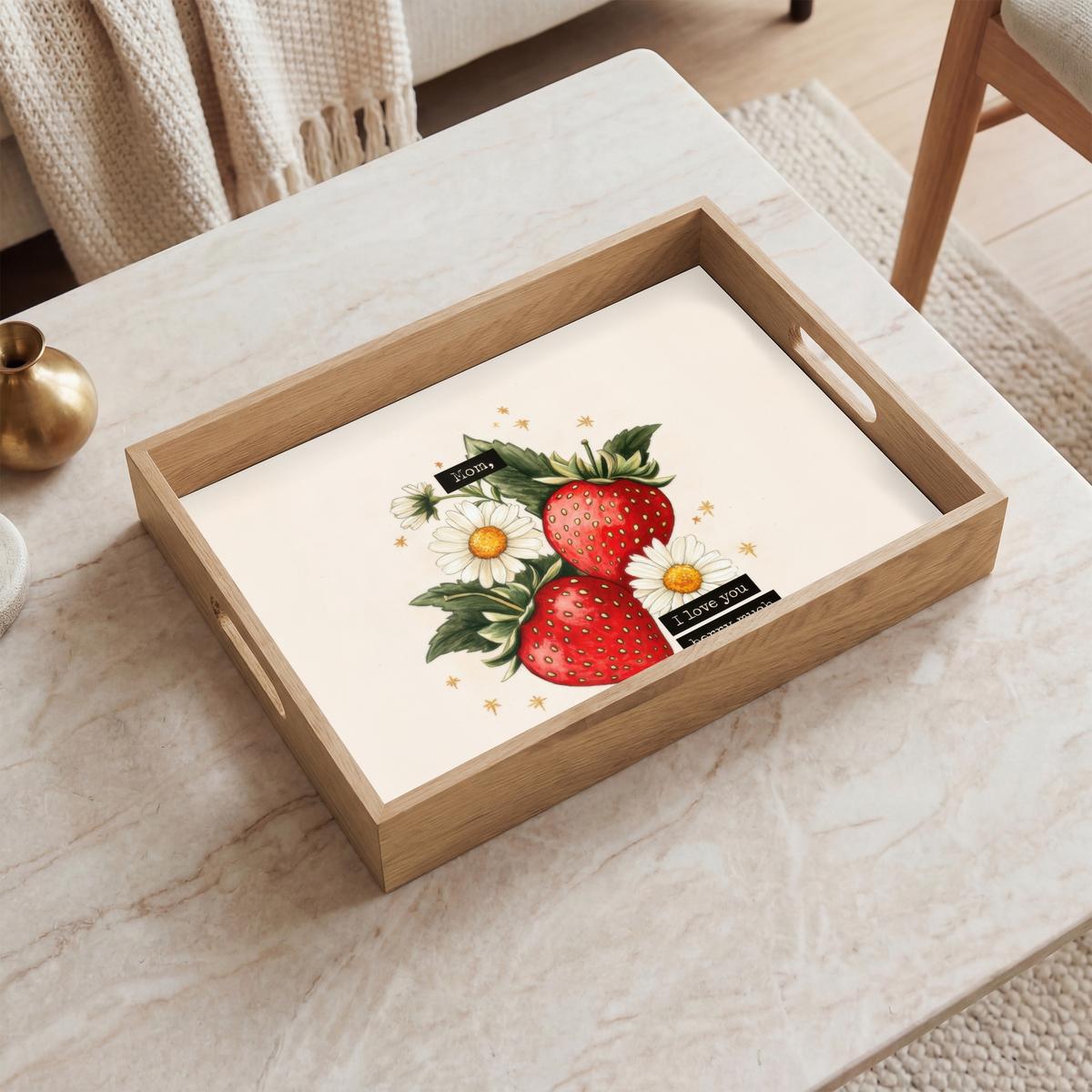 TABLETT Erdbeeren - Gänseblümchen - Zitat - Sterne 40x30 cm - Multicolor, Holz (40/5/5cm) - OnlyWow