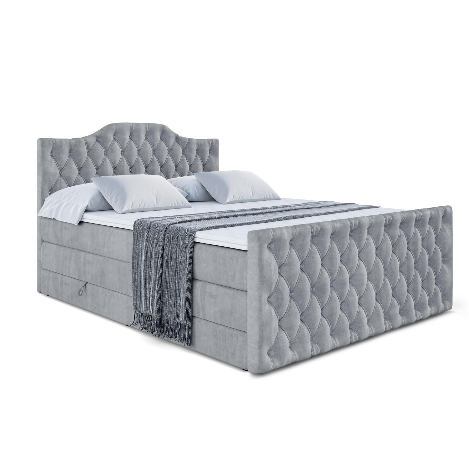 BOXSPRINGBETT VILA-1-Z KING - 140x200 - H3/H4 - Grau - Grau, Holzwerkstoff (140/200cm) - ALTDECOR