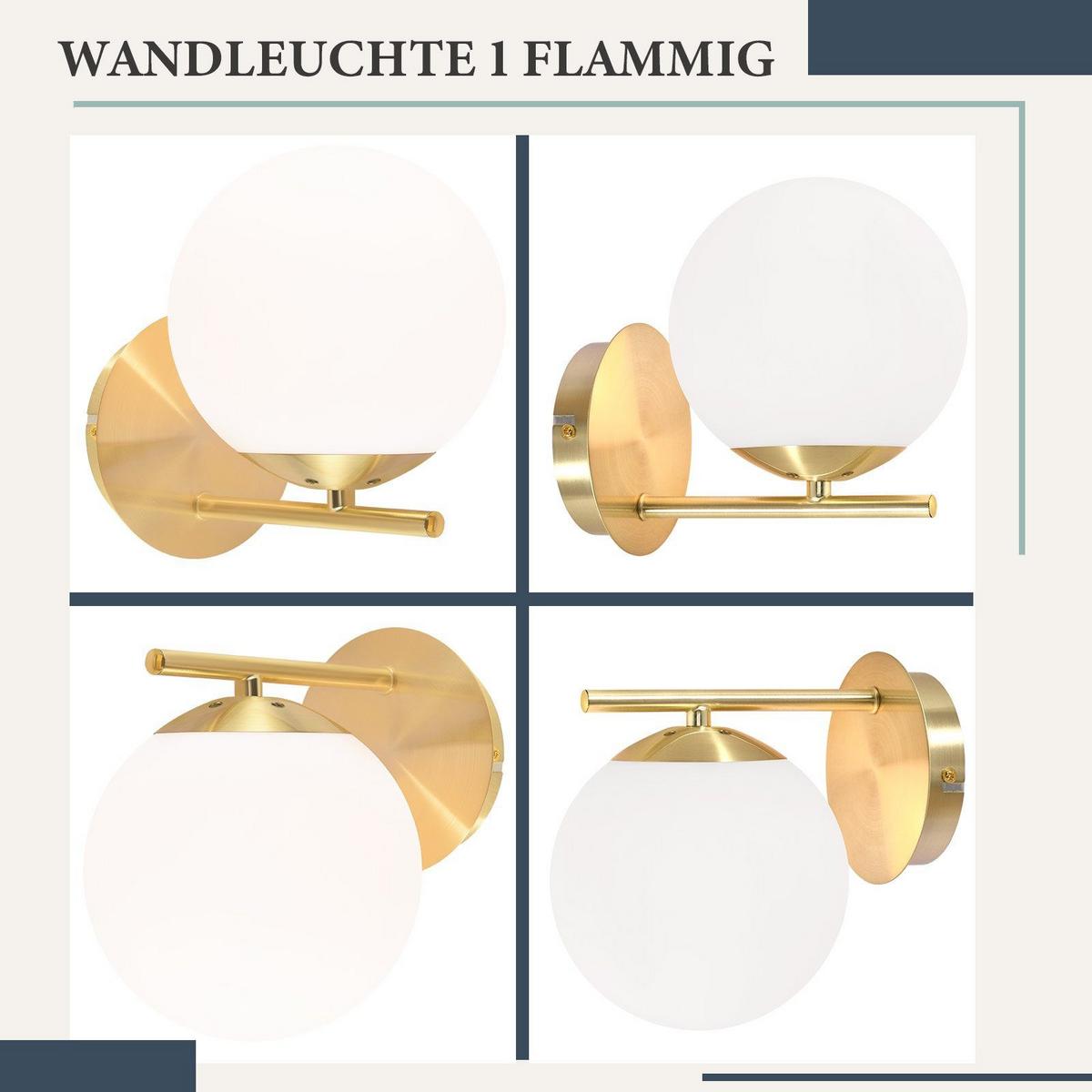 WANDLEUCHTE Quelle - Goldfarben, Metall (12/20/20cm) - Nettlife