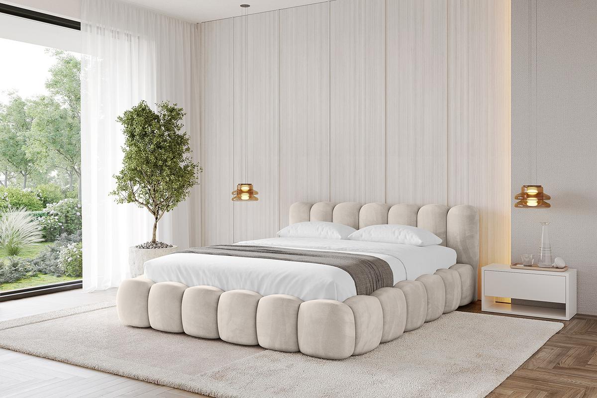 POLSTERBETT mit Bettkasten und Lattenrost, Bett mit Matratze H3/H4 - SENA-v1 180x200 Beige - Beige, Holzwerkstoff/Textil (180/200cm) - ALTDECOR