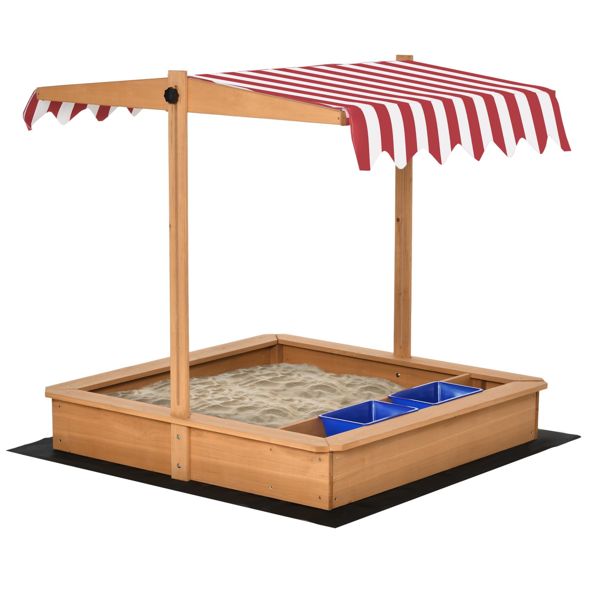 SANDKASTEN Sandkiste mit Dach Holz für Kinder 3-7 Jahre Bodenloses Design Gelb - Gelb, Holz (107.5/107.5/110cm) - Outsunny