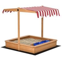 SANDKASTEN Sandkiste mit Dach Holz für Kinder 3-7 Jahre Bodenloses Design Gelb - Gelb, Holz (107.5/107.5/110cm) - Outsunny