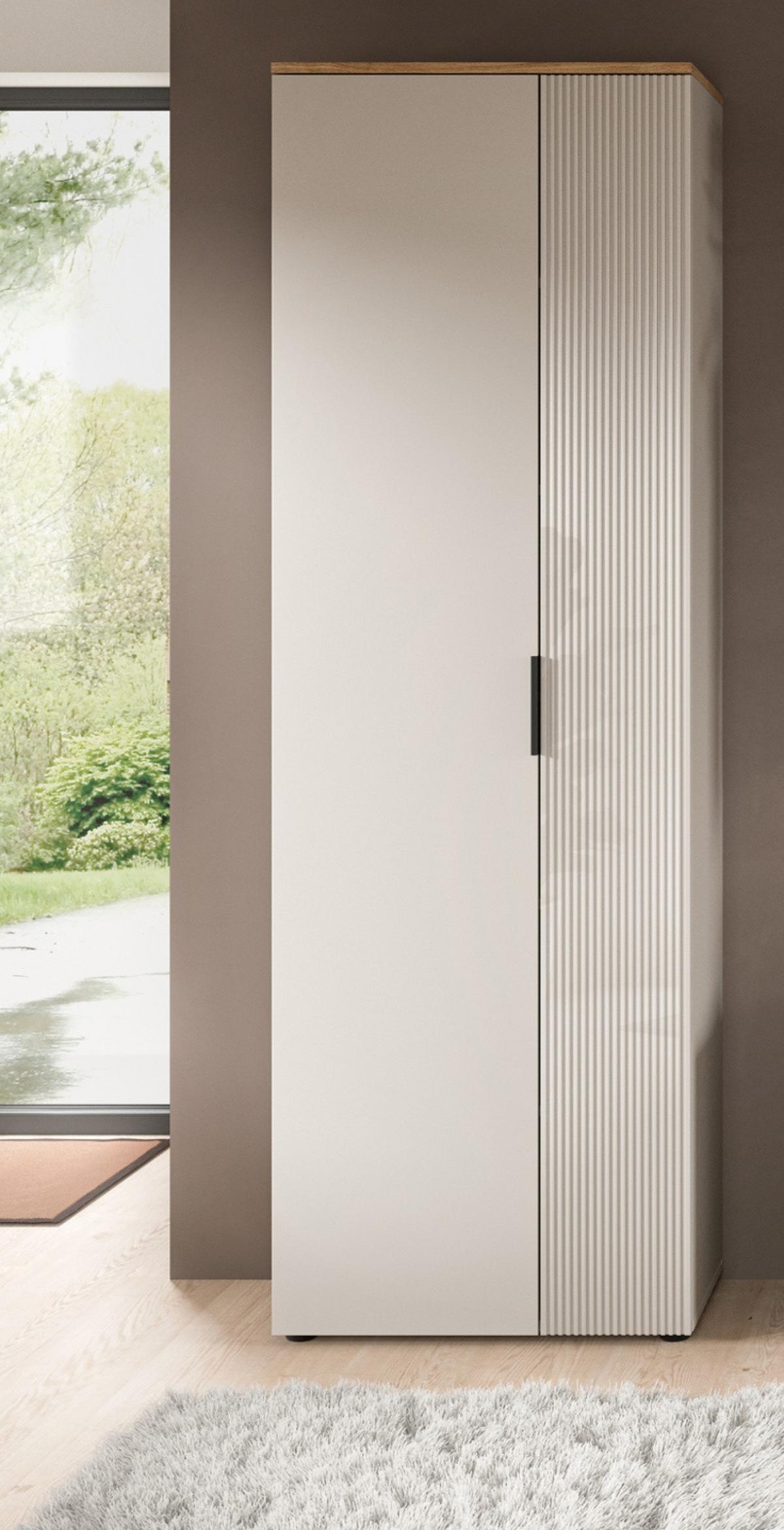 FLURSCHRANK Kaschmir Sand und Evoke Eiche, Schuhschrank 60 x 160 cm mit viel Stauraum - Kaschmir/Eichefarben, Holzwerkstoff/Kunststoff (60/190/36cm) - Inn.Furn