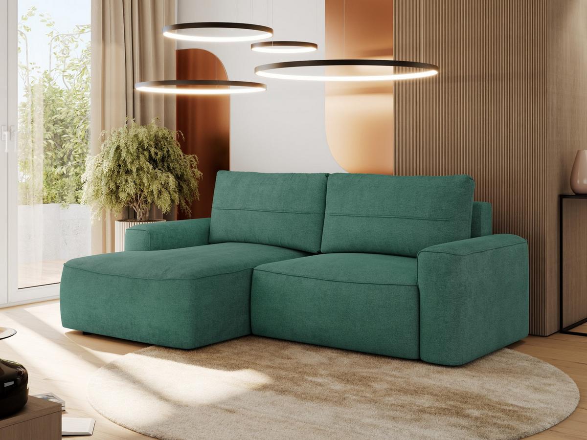ECKSOFA BELLUNO L Grün Strukture - Links - Schwarz/Grün, Textil (144/233cm) - MKS