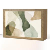 TISCHLEUCHTE Japandi - Abstrakt - Grün 30x20 cm - Buchefarben, Holzwerkstoff (8/30/20cm) - OnlyWow