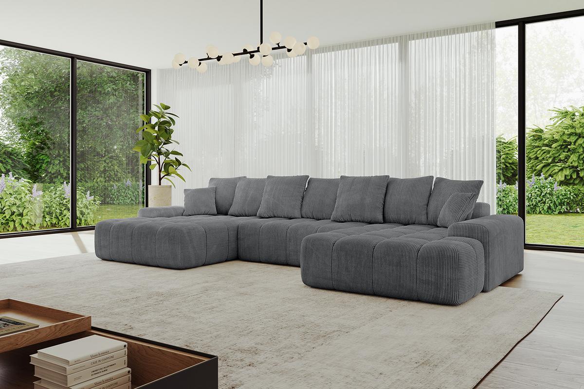 WOHNLANDSCHAFT ENSI-U - 353x164x69 cm Dunkelgrau - Dunkelgrau, Holzwerkstoff/Kunststoff (357/69/164cm) - ALTDECOR