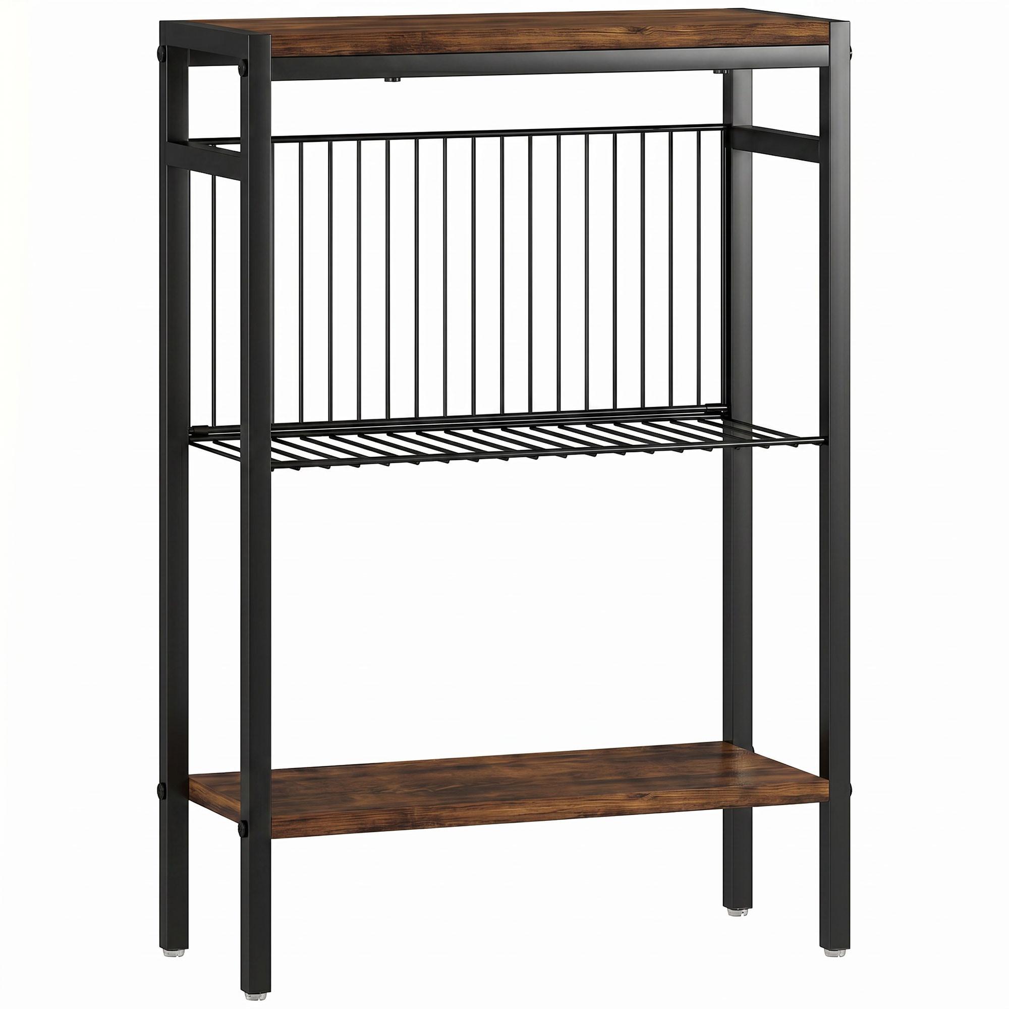 BEISTELLTISCH Spanplatte Metall Rustikales-Braun - Schwarz/Braun, Holzwerkstoff/Kunststoff (43/18/62.5cm) - HOMCOM