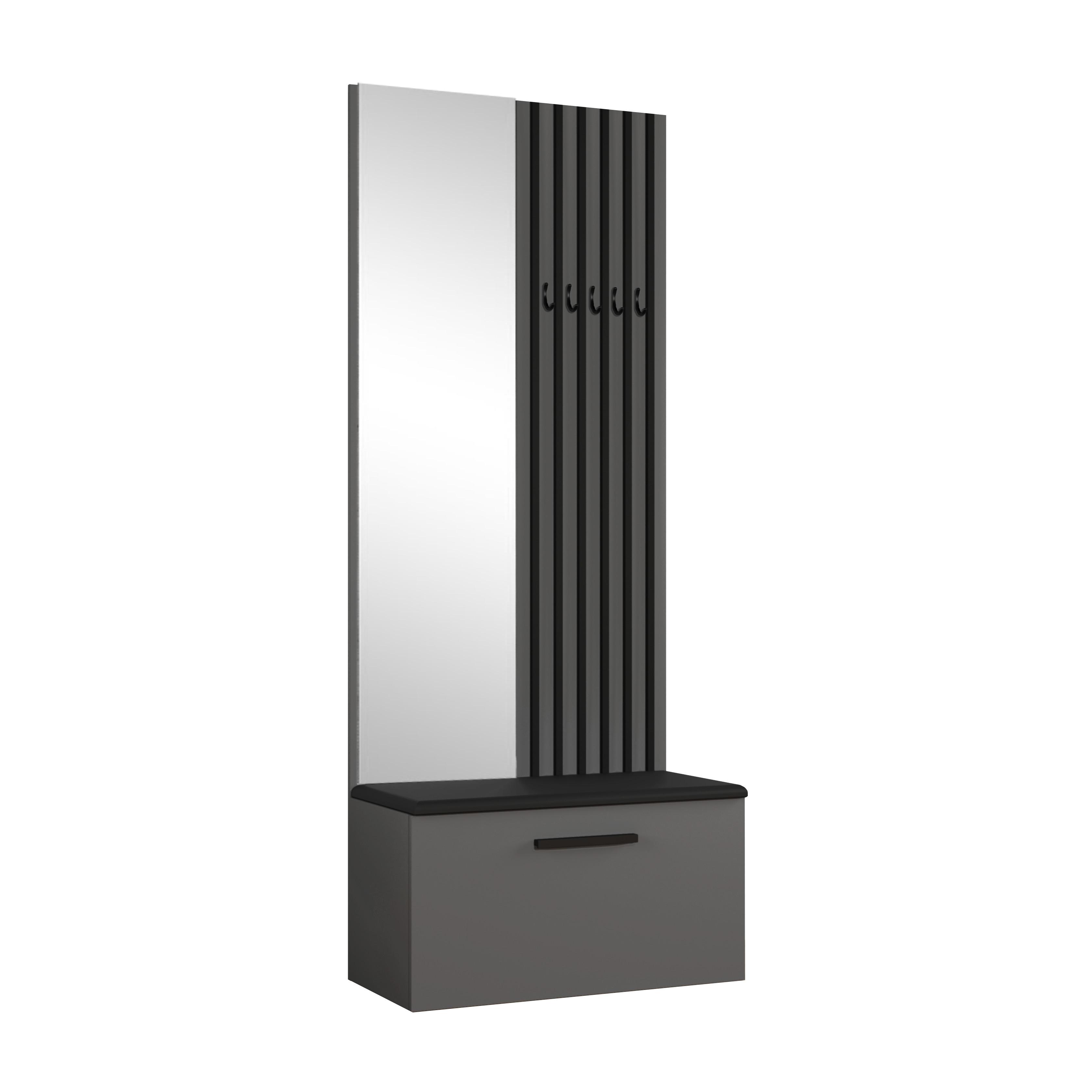 GARDEROBENSCHRANK Rosanno II Grau 80,6/204/40 cm – Modern, mit Spiegel und Kleiderhaken - Grau, Holzwerkstoff/Kunststoff (80.7/204/40cm) - AX Living