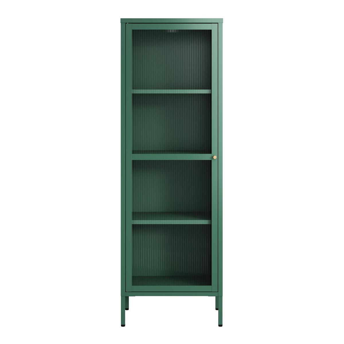 VITRINENSCHRANK Säkylä - Dunkelgrün, Glas/Metall (50/150/35cm) - [en.casa]