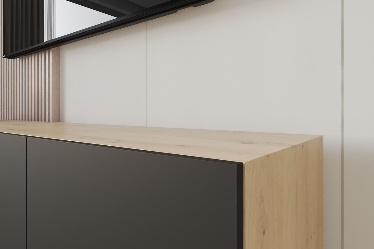 LOWBOARD ELIO-W 2x100x40x40 cm - Artisan / Schwarz - Eiche Artisan, Holzwerkstoff (200/40/40cm) - ALTDECOR