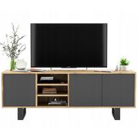 TV-LOWBOARD Apollo Eiche wotan Graphit Matt mit Metallbeinen 150 cm - Graphitfarben/Schwarz, Holzwerkstoff/Metall (150/53/35cm) - Meble Lindner