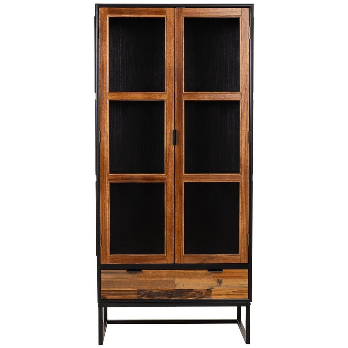 VITRINE aus Holz, schwarz, 72x41x159cm - Schwarz, Holzwerkstoff (72/158.5/40.5cm) - Wanderlust