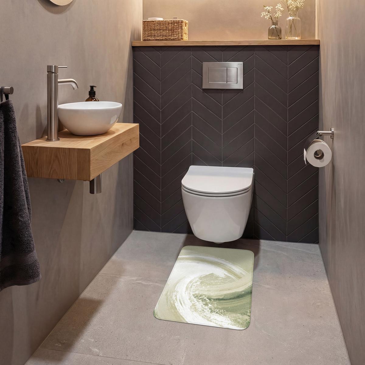 WC-VORLEGER Abstrakt - Pinselstriche - Wellen - Grün WC Teppich 40x60 cm - Mintgrün, Textil (40/1cm) - OnlyWow