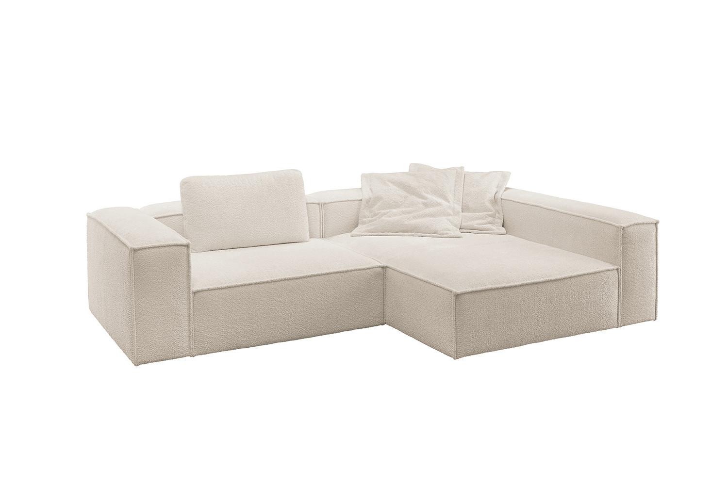 ECKSOFA CARMO Weiß Flachgewebe - Schwarz/Weiß, Kunststoff/Textil (306/191cm) - KAWOLA