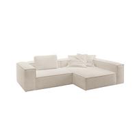 ECKSOFA CARMO Weiß Flachgewebe - Schwarz/Weiß, Kunststoff/Textil (306/191cm) - KAWOLA