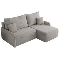 ECKSCHLAFSOFA ARPA L Hellgrau Plüsch - rechts - Hellgrau/Schwarz, Kunststoff/Textil (150/198cm) - MKS