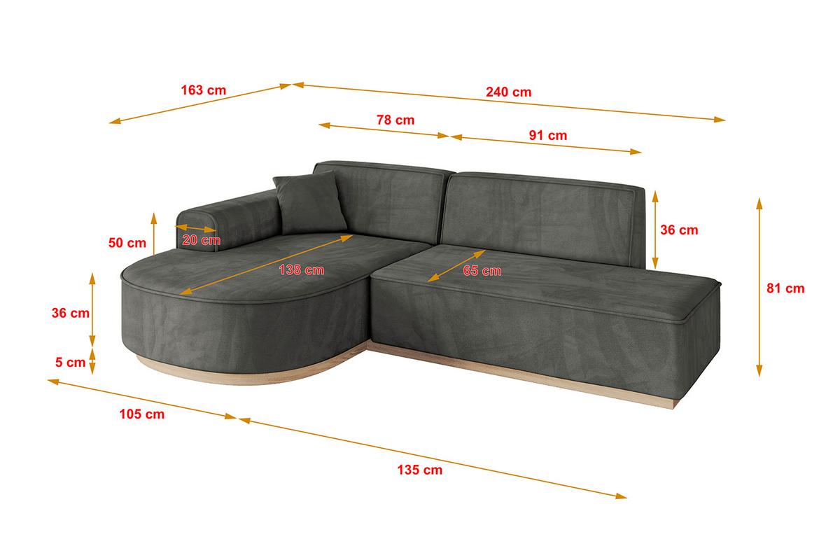 ECKSOFA Ottomane Links ARRIO-L1 - 243x171x83 cm Dunkelgrau - Dunkelgrau, Holzwerkstoff/Textil (243/171cm) - ALTDECOR