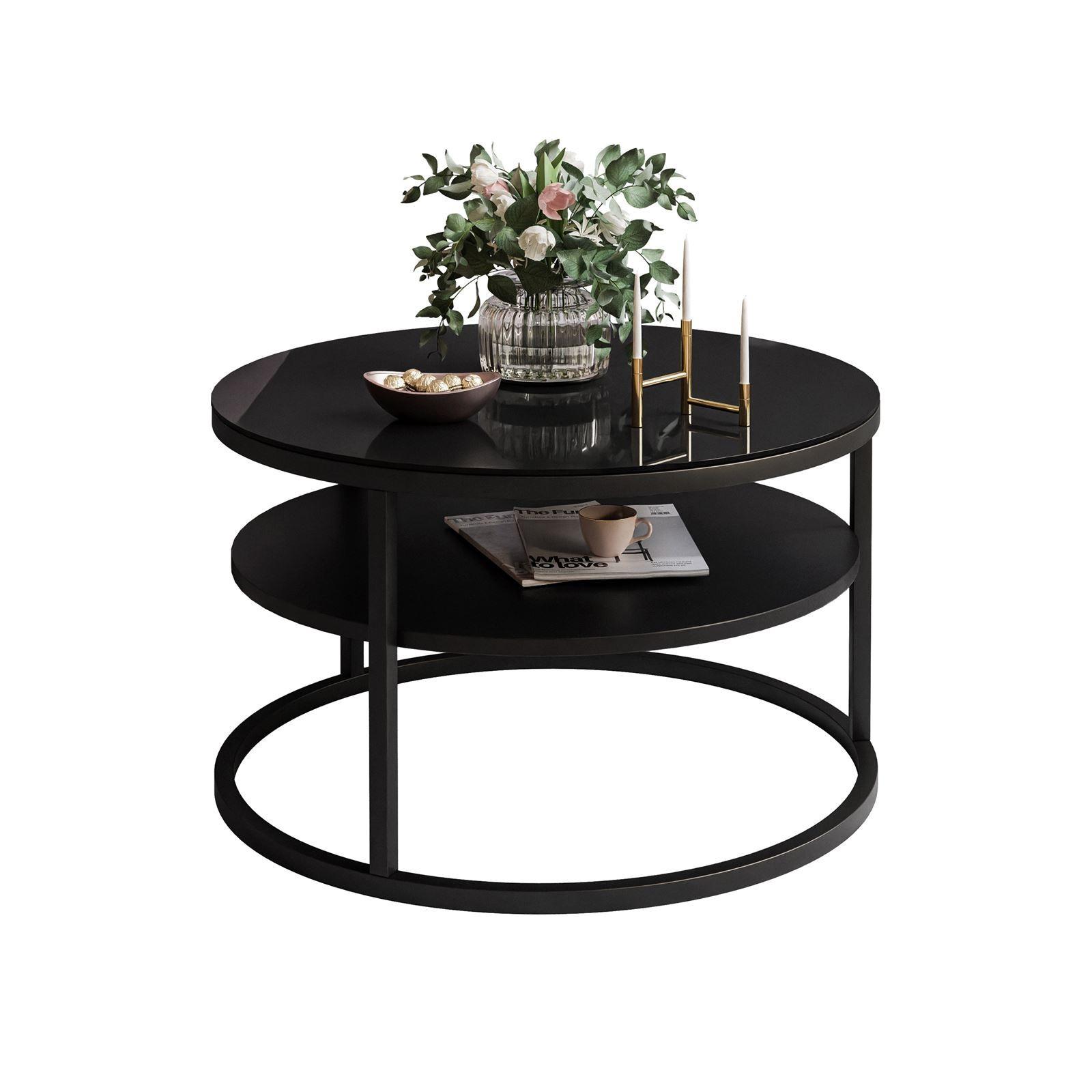 COUCHTISCH CIRI SLIM GLASS mit Regal - Schwarz, Glas (60/60/41cm) - Lookway