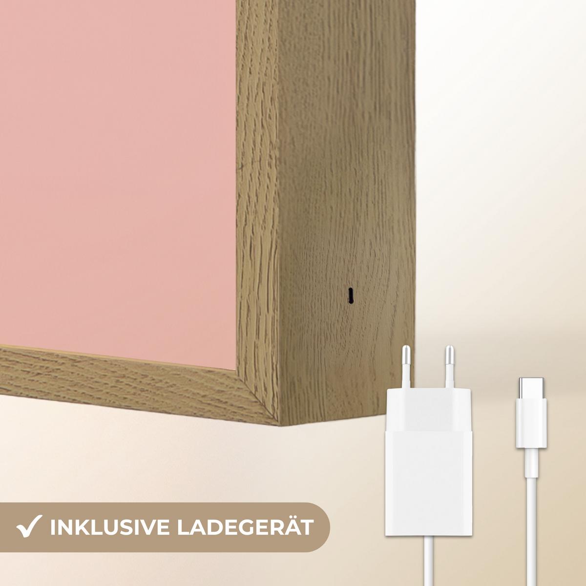 NACHTTISCHLAMPE MIT AKKU Pinguin - Punkte - Minimalistisch - Rosa 40x60 cm - Rosa, Holzwerkstoff (8/40/60cm) - OnlyWow