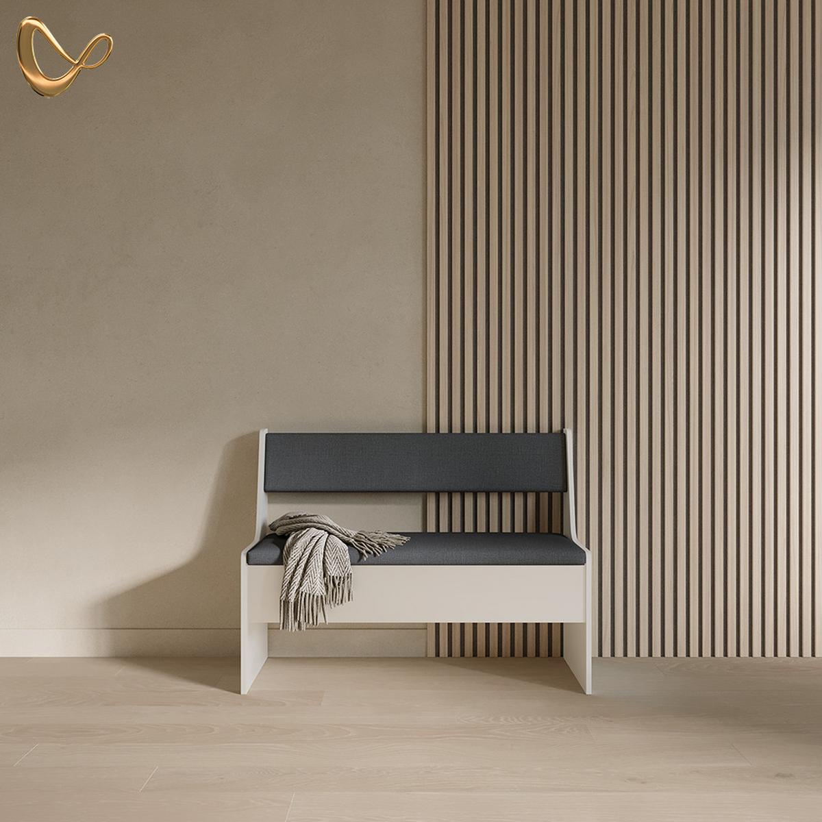 ESSZIMMER-BANK Tiberio Weiß 41.5 x 106.6 cm - Weiß, Holzwerkstoff (41.5/80/106.6cm) - Livinity®