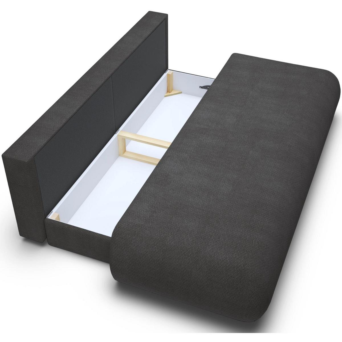 3-SITZER SCHLAFSOFA Graphit Chenille - Schwarz, Kunststoff/Textil (214/74/100cm) - Selsey