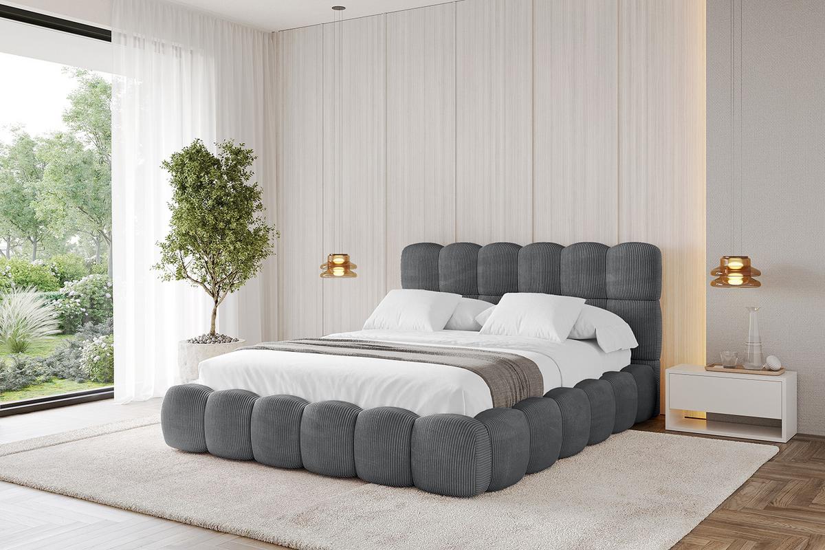 POLSTERBETT mit Bettkasten und Lattenrost, Boxbett ohne Matratze - LEYA 160x200 Dunkelgrau - Anthrazit, Holzwerkstoff/Textil (160/200cm) - ALTDECOR