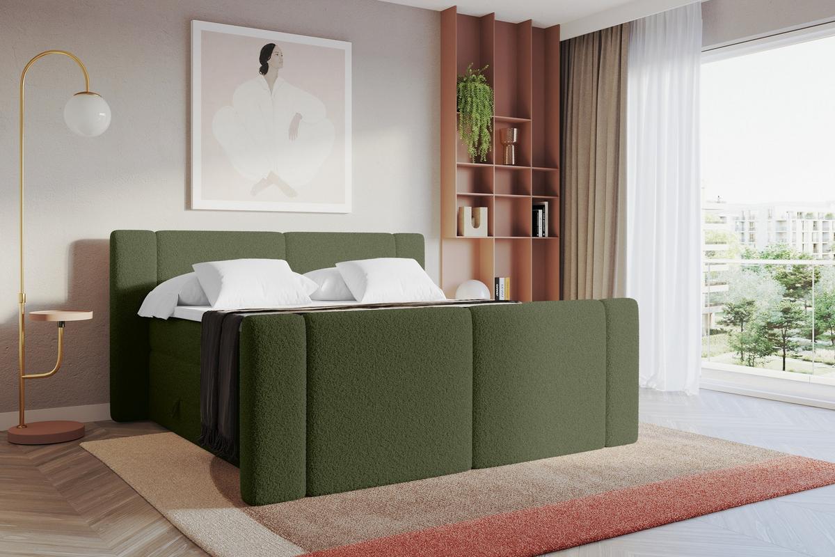 BOXSPRINGBETT mit Matratze H3/H4 - EVON KING Zanozek - 180x200 cm Grün - Jadegrün, Holzwerkstoff (180/200cm) - ALTDECOR