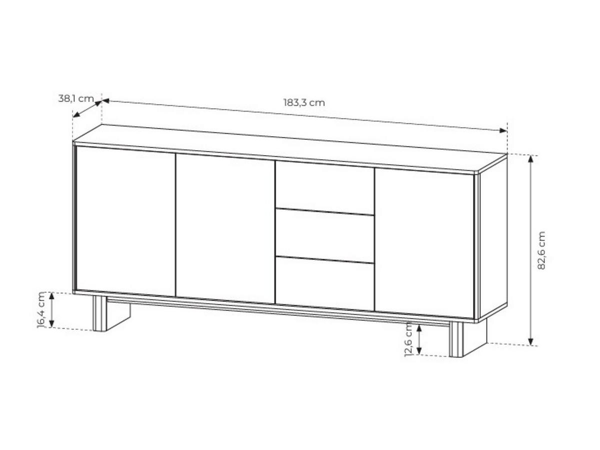 KOMMODE TRAVE 183,3/82,6/38,1cm mit 3 Schubladen 3 Türen Eichefarben - Eichefarben, Holzwerkstoff (183.3/82.6/38.1cm) - MASSENO