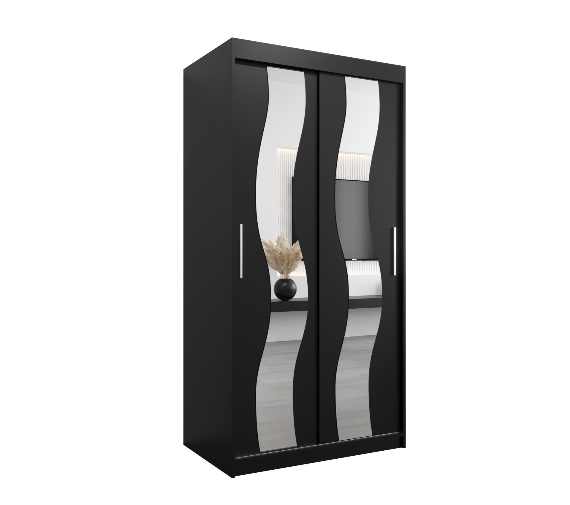 SCHWEBETÜRENSCHRANK 200/100/62 2-türig - Silberfarben/Schwarz, Holz/Kunststoff (100/200/62cm) - MÖBEL KRYSPOL