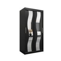 SCHWEBETÜRENSCHRANK 200/100/62 2-türig - Silberfarben/Schwarz, Holz/Kunststoff (100/200/62cm) - MÖBEL KRYSPOL