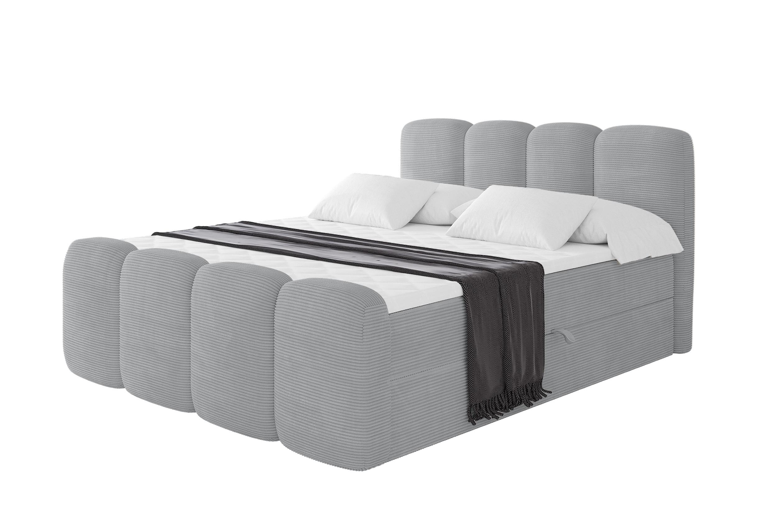 BOXBETT mit Matratze H3 - NINA-Z - 200x200 cm Grau - Silberfarben, Holzwerkstoff (200/200cm) - ALTDECOR