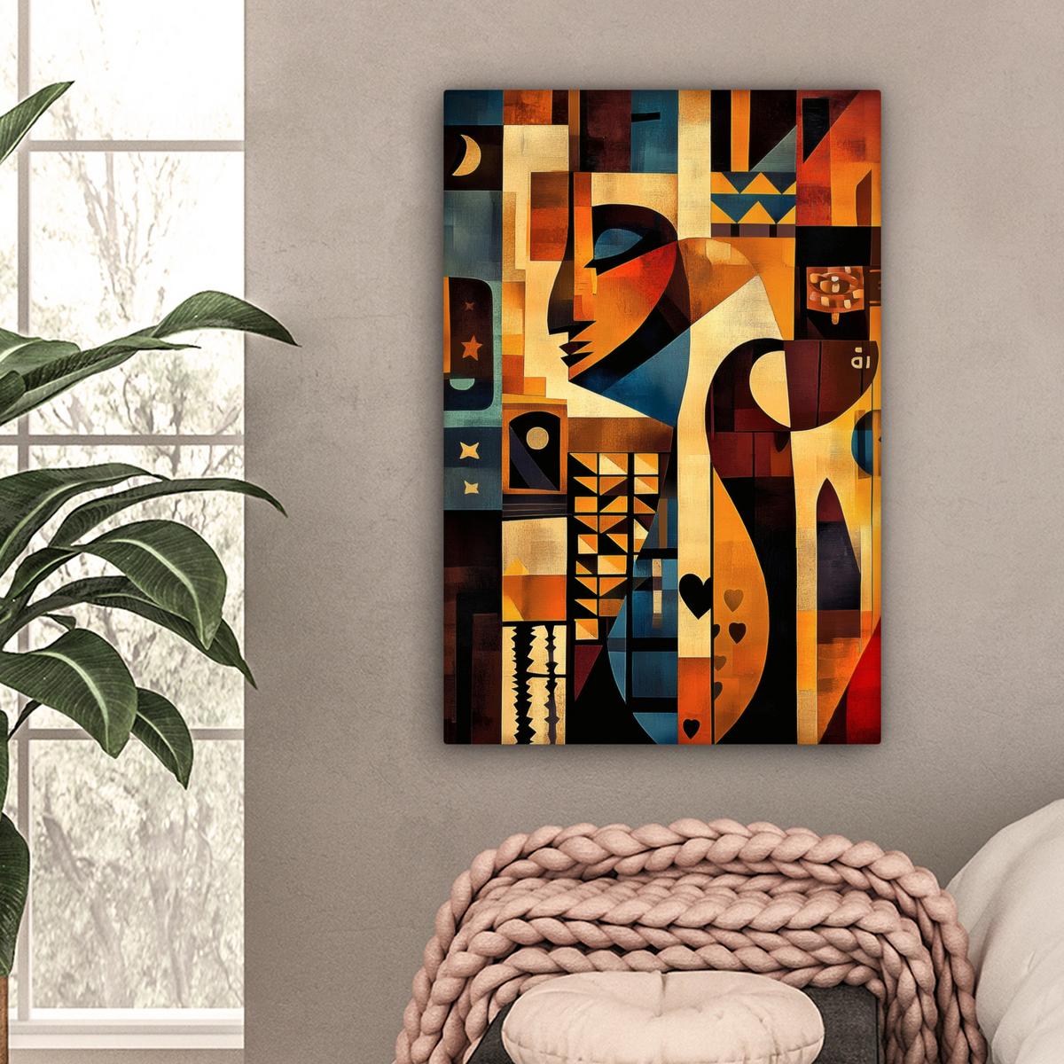 LEINWANDBILD Figuren - Abstrakt - Symbole Wanddeko 40x60 cm - Terracotta, Textil (40/60cm) - MuchoWow