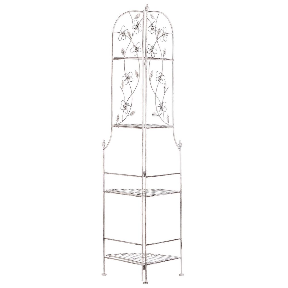 ECKREGAL weiß Metall 4 Ablageflächen klappbar Biella - Weiß, Metall (35/158/35cm) - Beliani