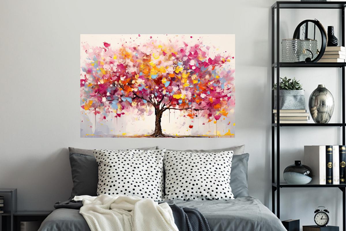 WANDTATTOO Aquarell - Baum - Kunst - Abstrakt Wandsticker 120x80 cm - Multicolor, Kunststoff (120/80/0.1cm) - MuchoWow
