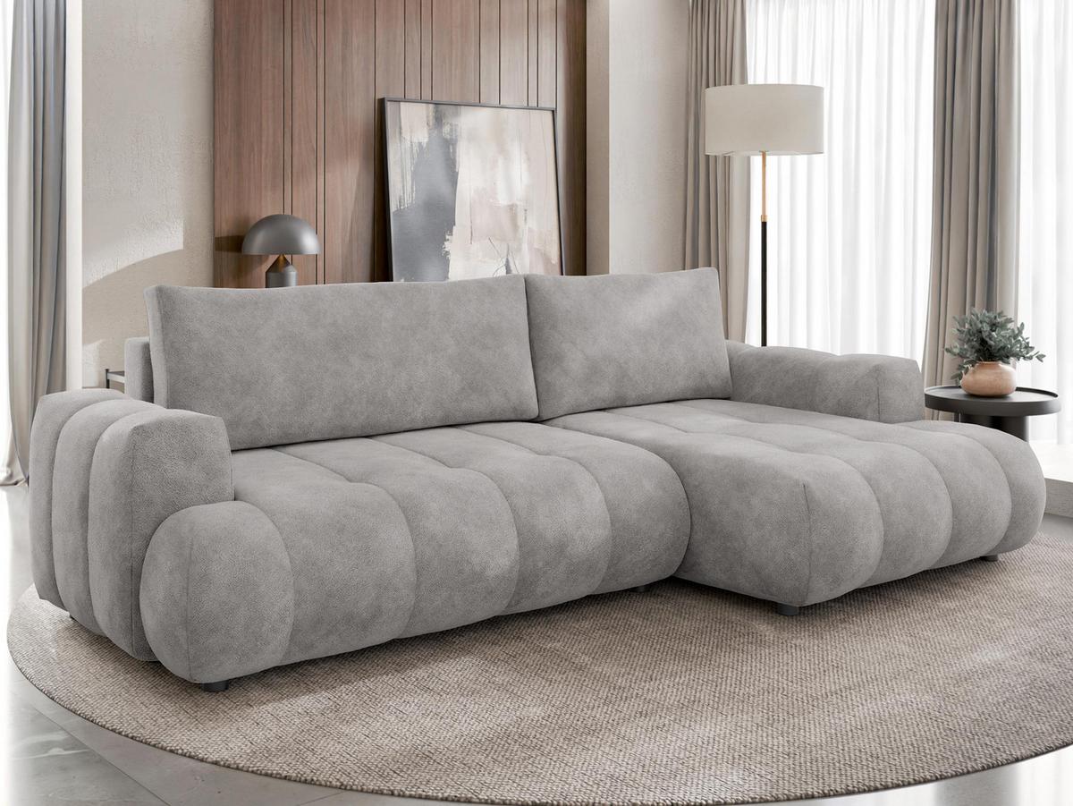 ECKSOFA Haiti, Seite: Rechts 2R+LC - Hellgrau/Schwarz, Holz/Textil (156/276cm) - MIRJAN24