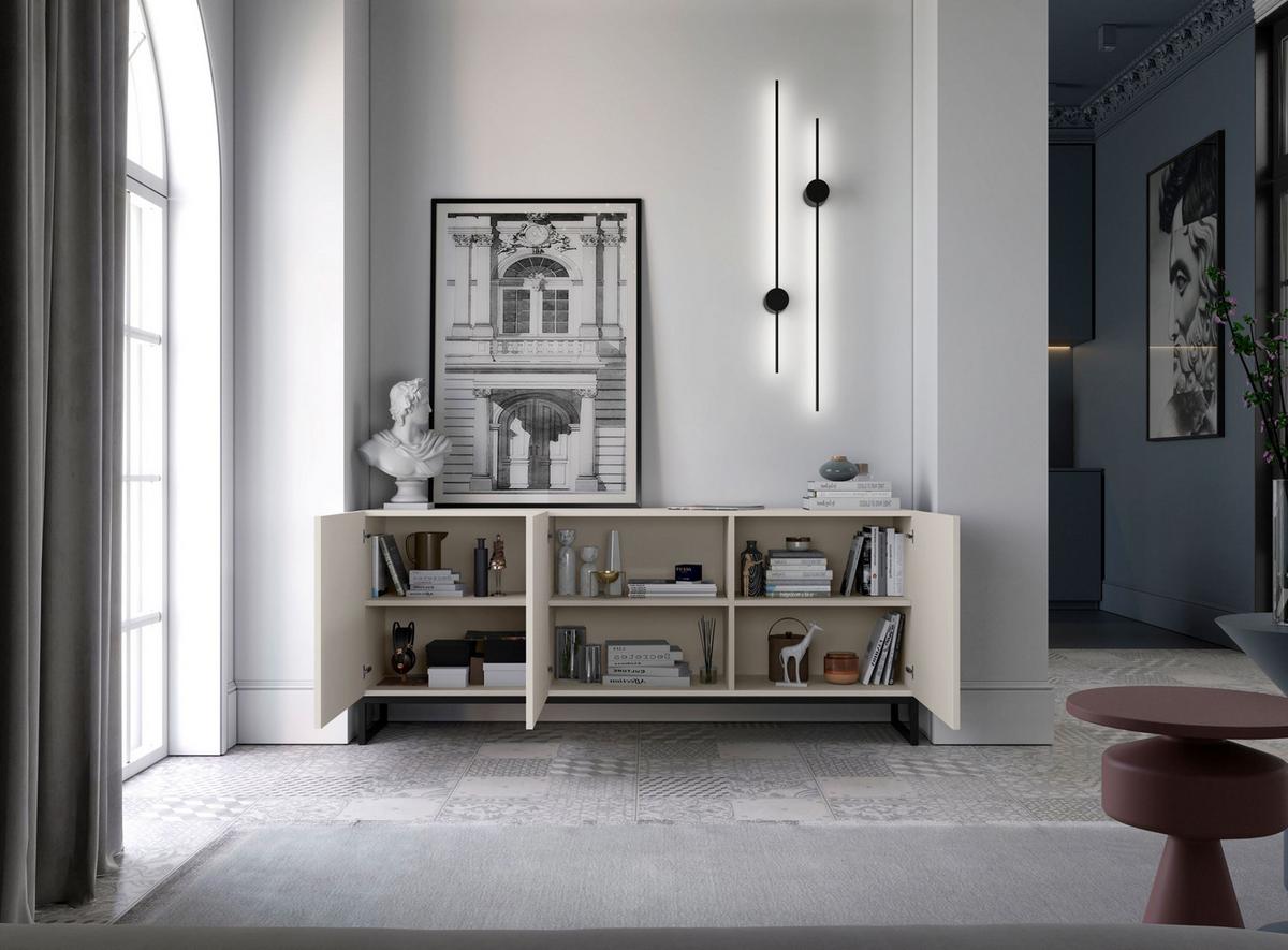 KOMMODE Elpis 3D Kaschmir Matt mit metallrahmen Glamour 168 cm - Kaschmir, Holzwerkstoff (168/72/36.5cm) - Meble Lindner