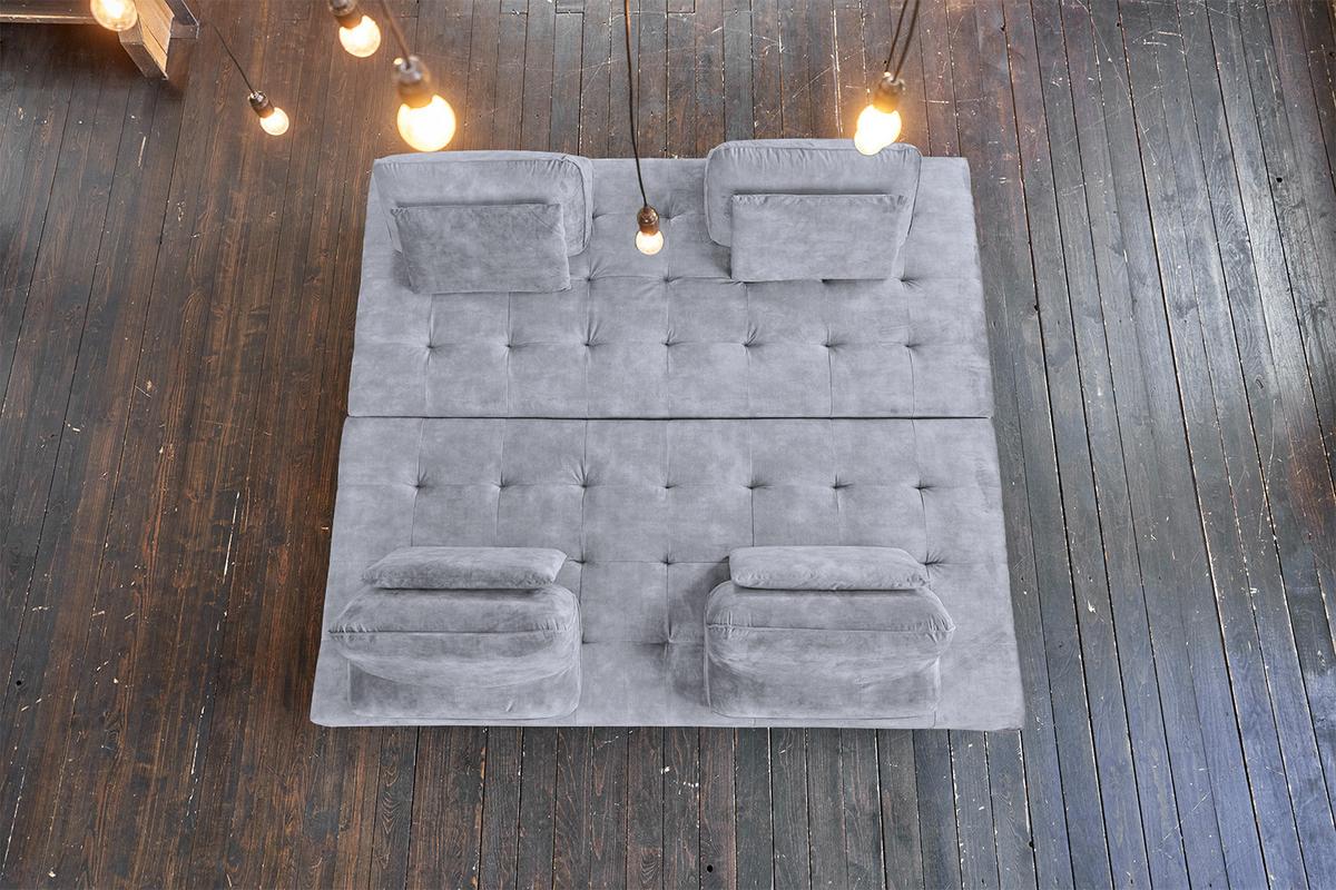 ECKSOFA WIOLO Grau Velvet - Silberfarben/Grau, Textil/Metall (350/240cm) - KAWOLA