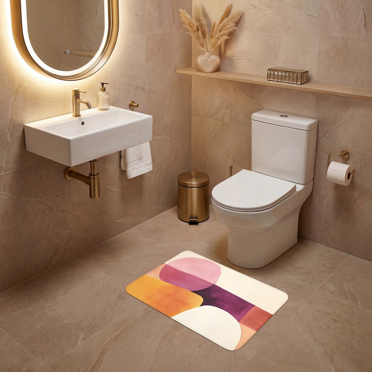 WC-VORLEGER Formen - Abstrakt - Farbenfroh Toilettenvorleger 60x40 cm - Terracotta, Textil (60/1cm) - OnlyWow